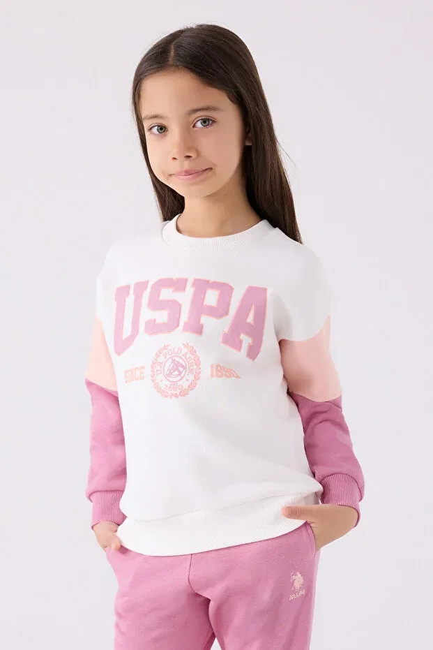 Детский спортивный комплект для девочек хлопковый U.S. Polo Assn., Nude Color — фото 3