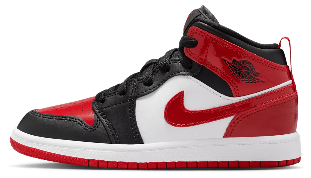 Кроссовки для мальчиков Jordan 1 Mid SE, цвет Black/Varsity Red/White — фото 2