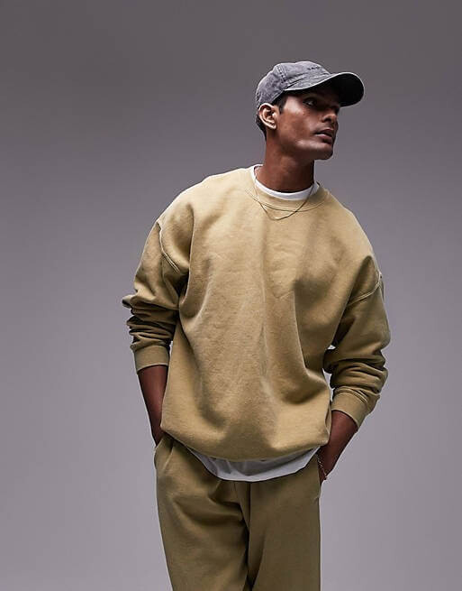 

Свитшот Topman Oversized With A Vintage Wash Effect, желтый