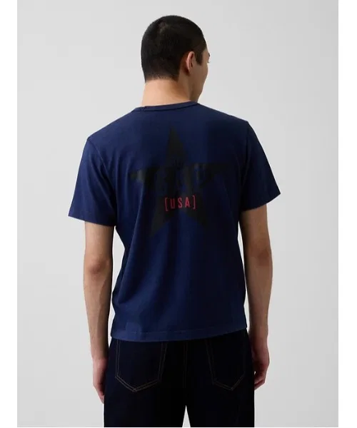 Мужская футболка с графическим принтом Oversize Fit Gap x Sean Wotherspoon GAP, Blue