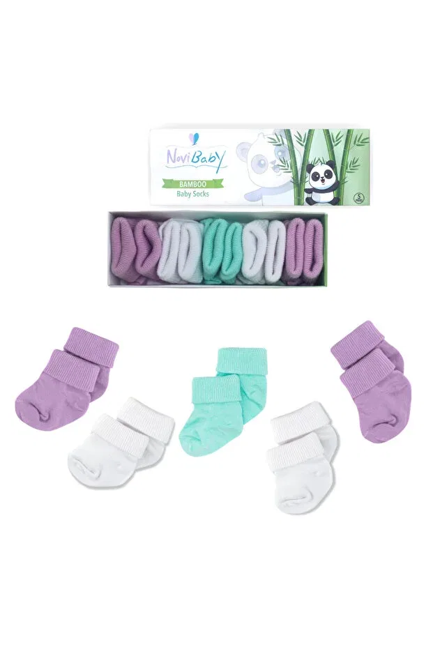 Детские носки для новорожденных из бамбука 5 пар Basics Novibaby, Lili