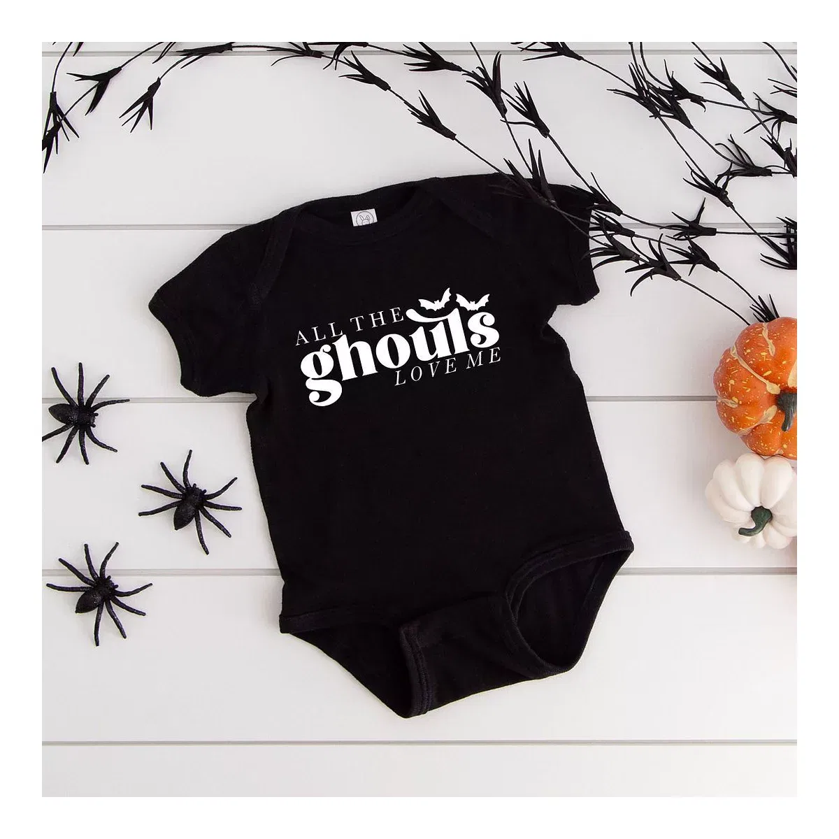 Детский боди с коротким рукавом All The Ghouls Love Me The Juniper Shop, Black — фото 2
