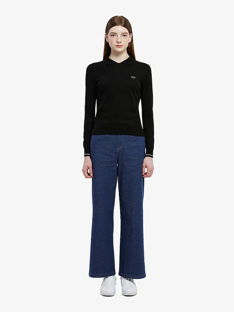 Джинсы LACOSTE полуширокие casual, модель HF608E-55N, синие — фото 2
