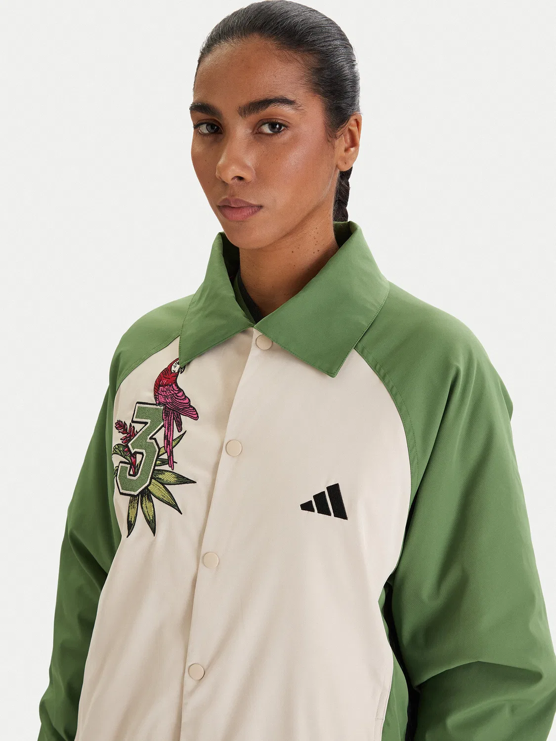 Женский свитшот оверсайз Farm Rio Premium Adidas, зеленый — фото 4