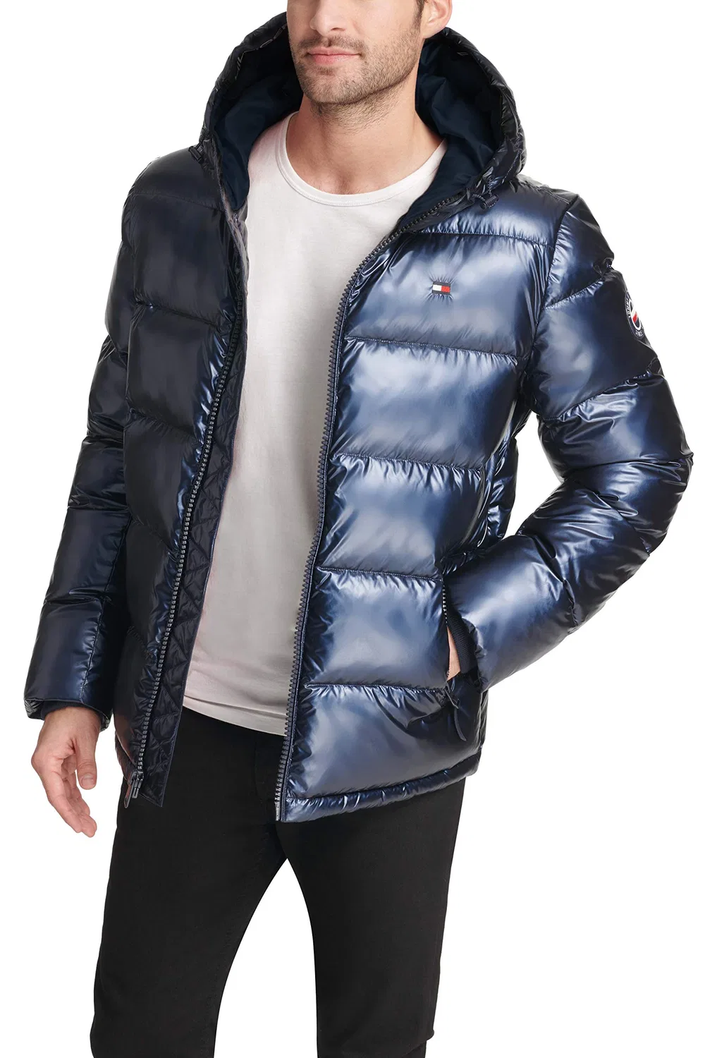 Мужская куртка-пуховик с капюшоном Tommy Hilfiger, marine — фото 2