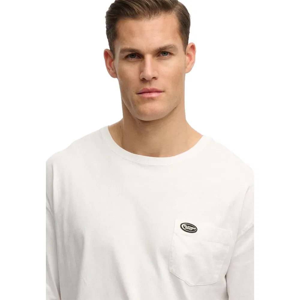 Футболка с длинным рукавом с карманом Superdry, белый — фото 3