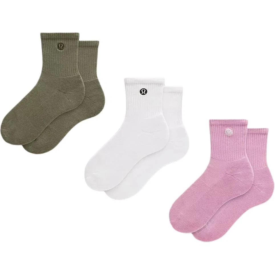 Детские носки-гольфы с принтом, 3 пары, Lululemon, Frosting Pink/White/Laurel Green