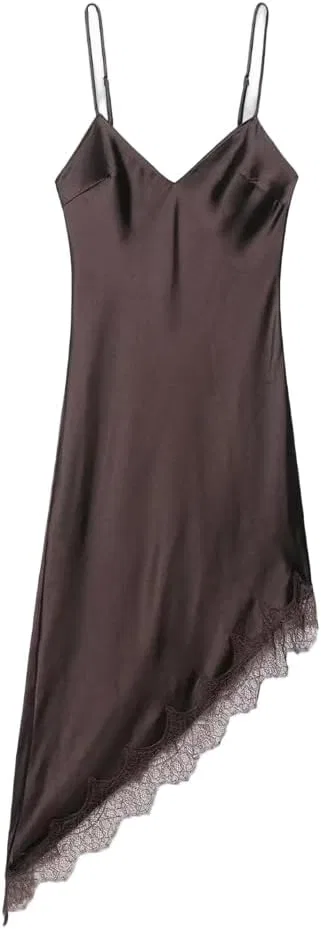 Женское клубное платье с кружевными асимметричными бретелями, Black