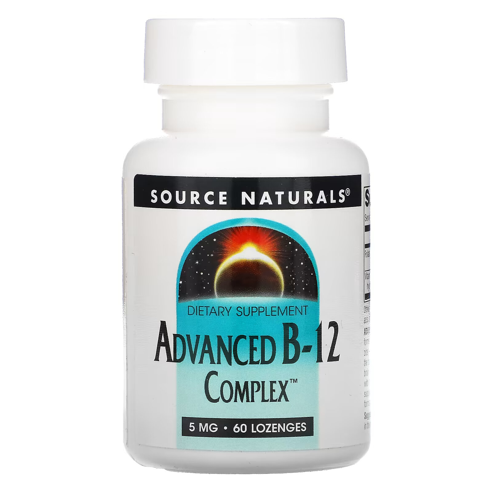 Source Naturals, улучшенный комплекс B-12, 5 мг, 60 таблеток для рассасывания - фото