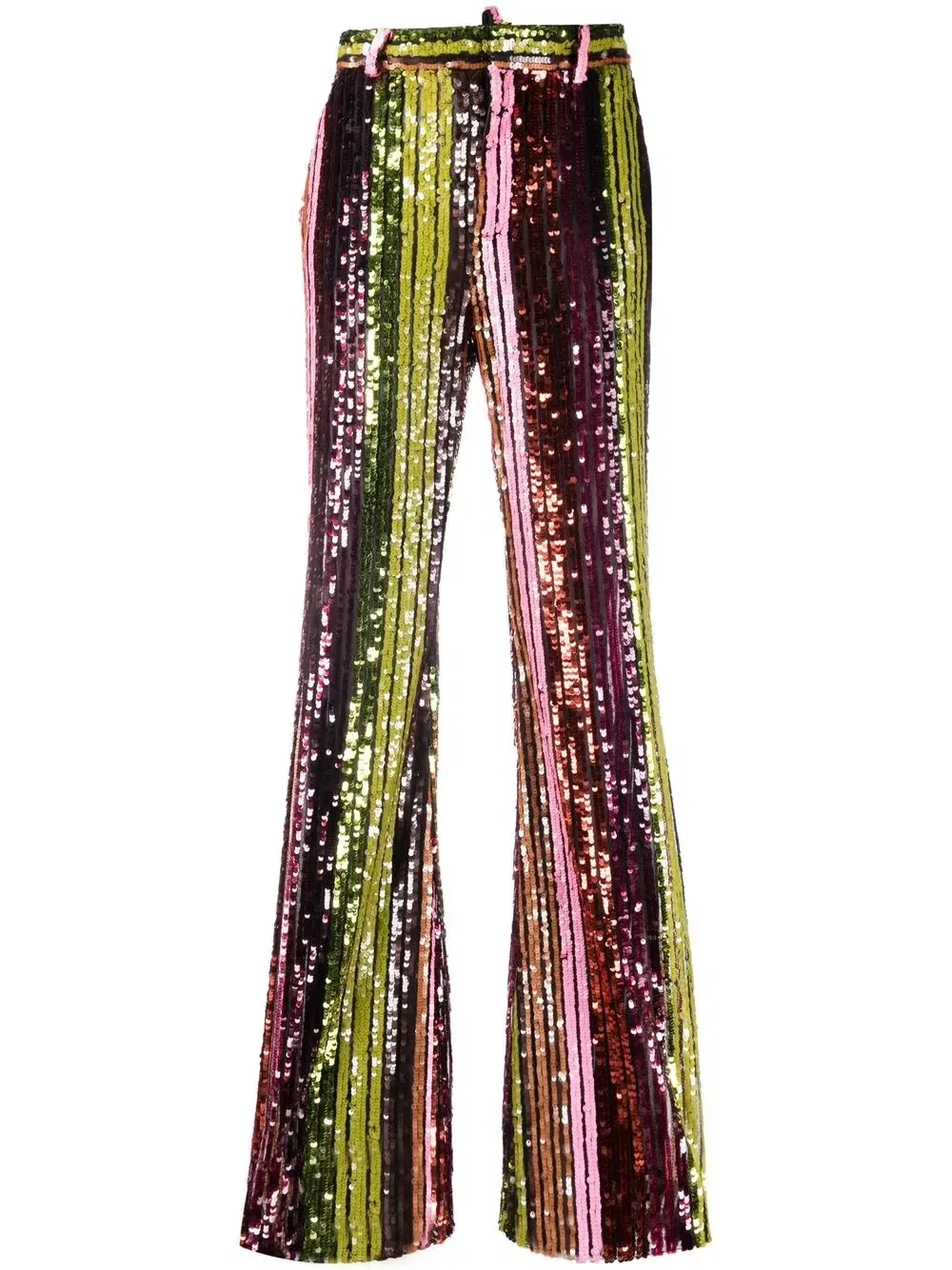 Расклешенные брюки-клеш с полосками и пайетками Dsquared2, оранжевый