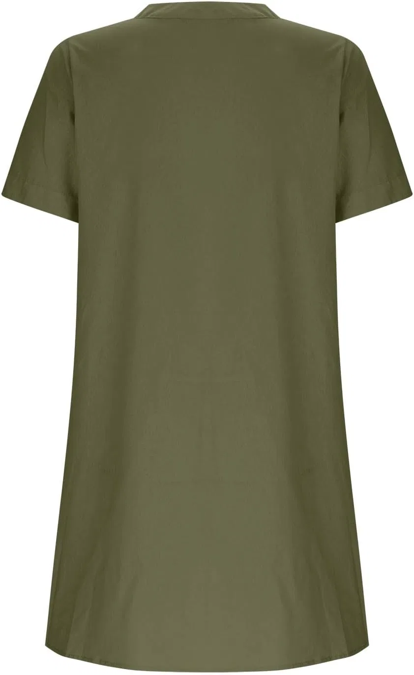 Женское летнее мини-платье с V-образным вырезом, Army Green — фото 4