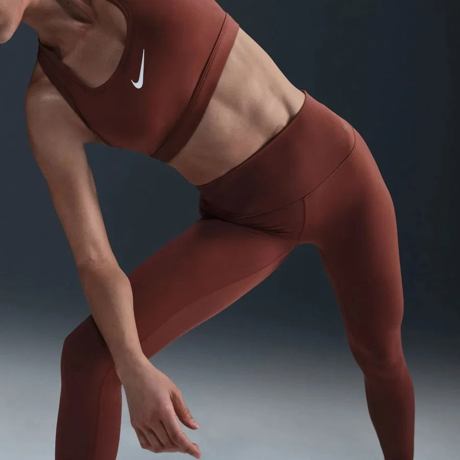 Женские леггинсы с высокой посадкой Dri-Fit Zenvy Gentle-Support InfinaSoft Nike, Коричневый — фото 4