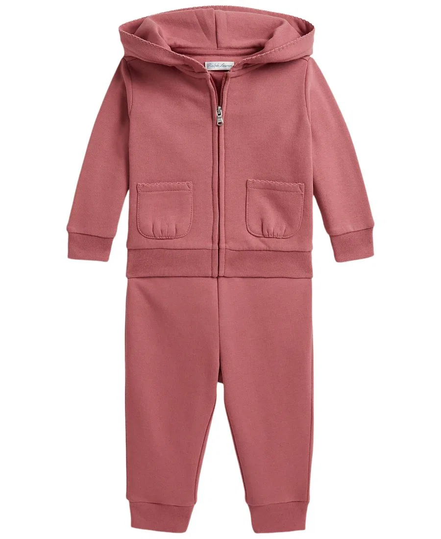 Комплект из худи и джоггеров из флиса с пико-отделкой Polo Ralph Lauren, Canvas Pink