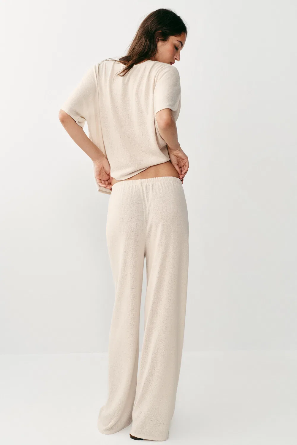 Деревенские широкие брюки ZARA, Light Beige — фото 4