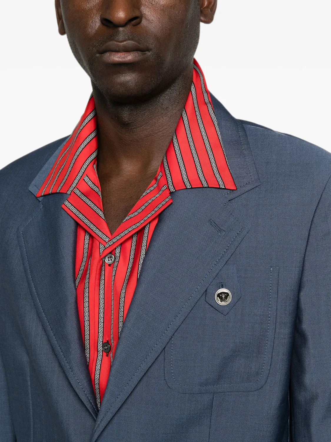 Пиджак однобортный с лацканами Versace, синий — фото 3