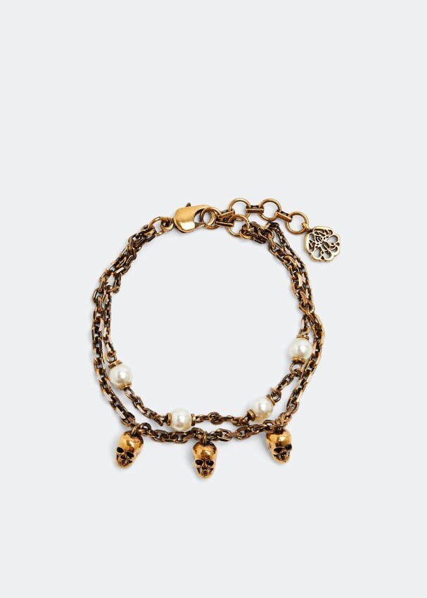 

Браслет ALEXANDER MCQUEEN Pearl Skull chain bracelet, золотой