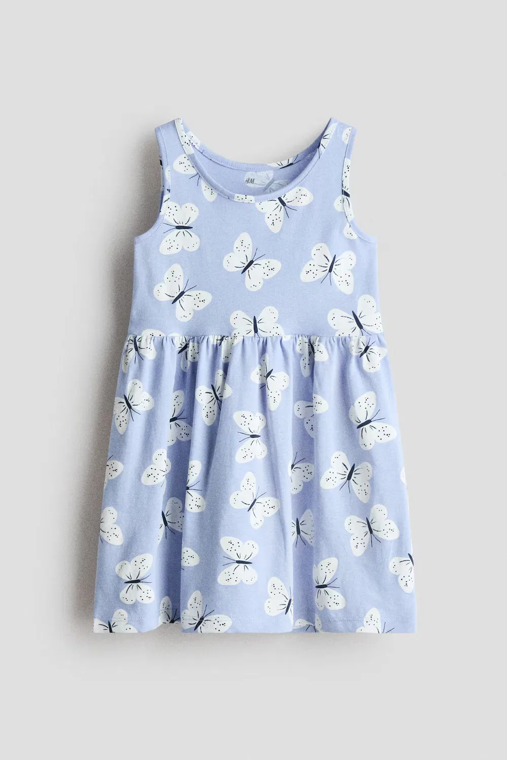 Хлопковое платье с узором H&M, Hellblau/Schmetterlinge