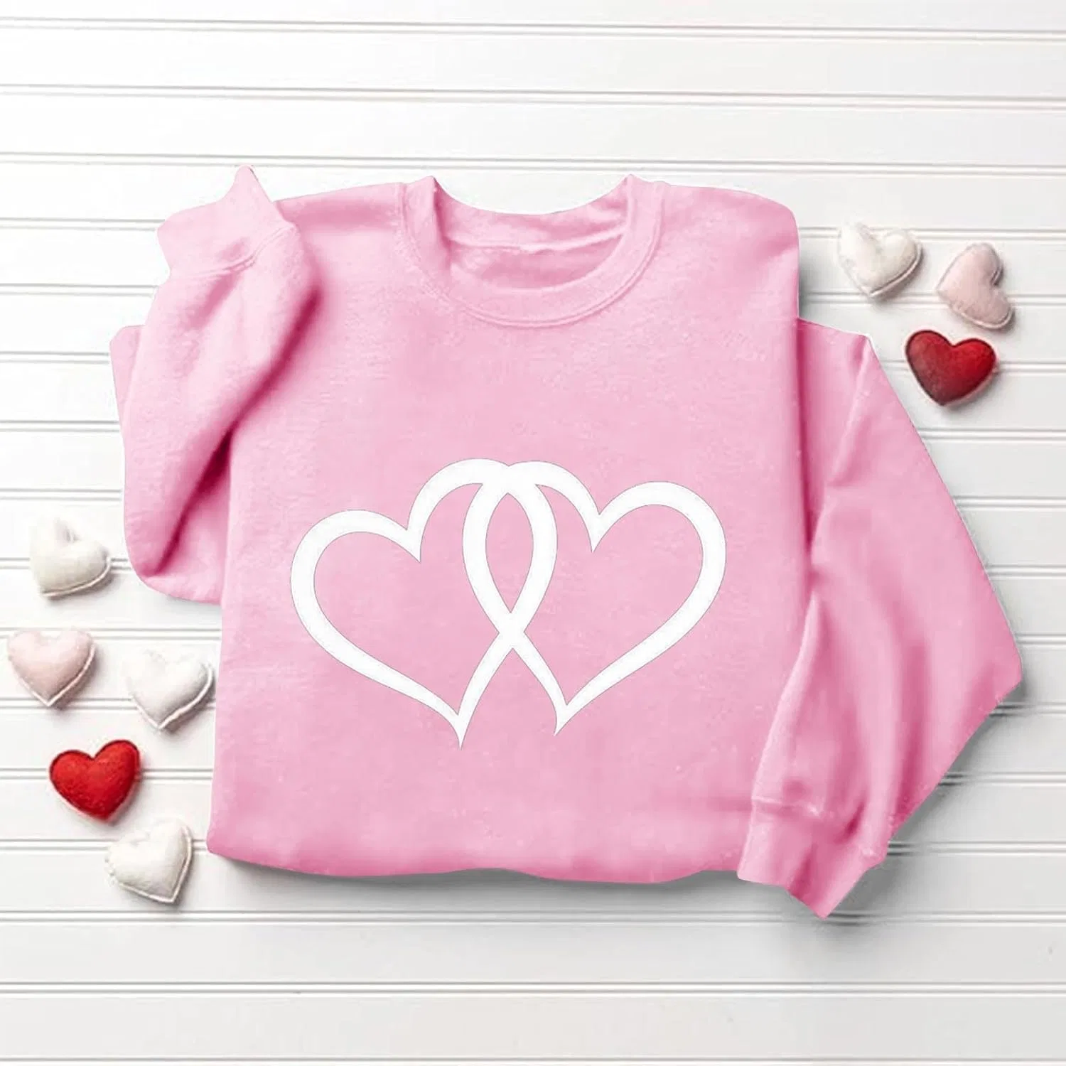 Женский свитшот с длинным рукавом, с принтом, Valentine Heart, розовый — фото 3