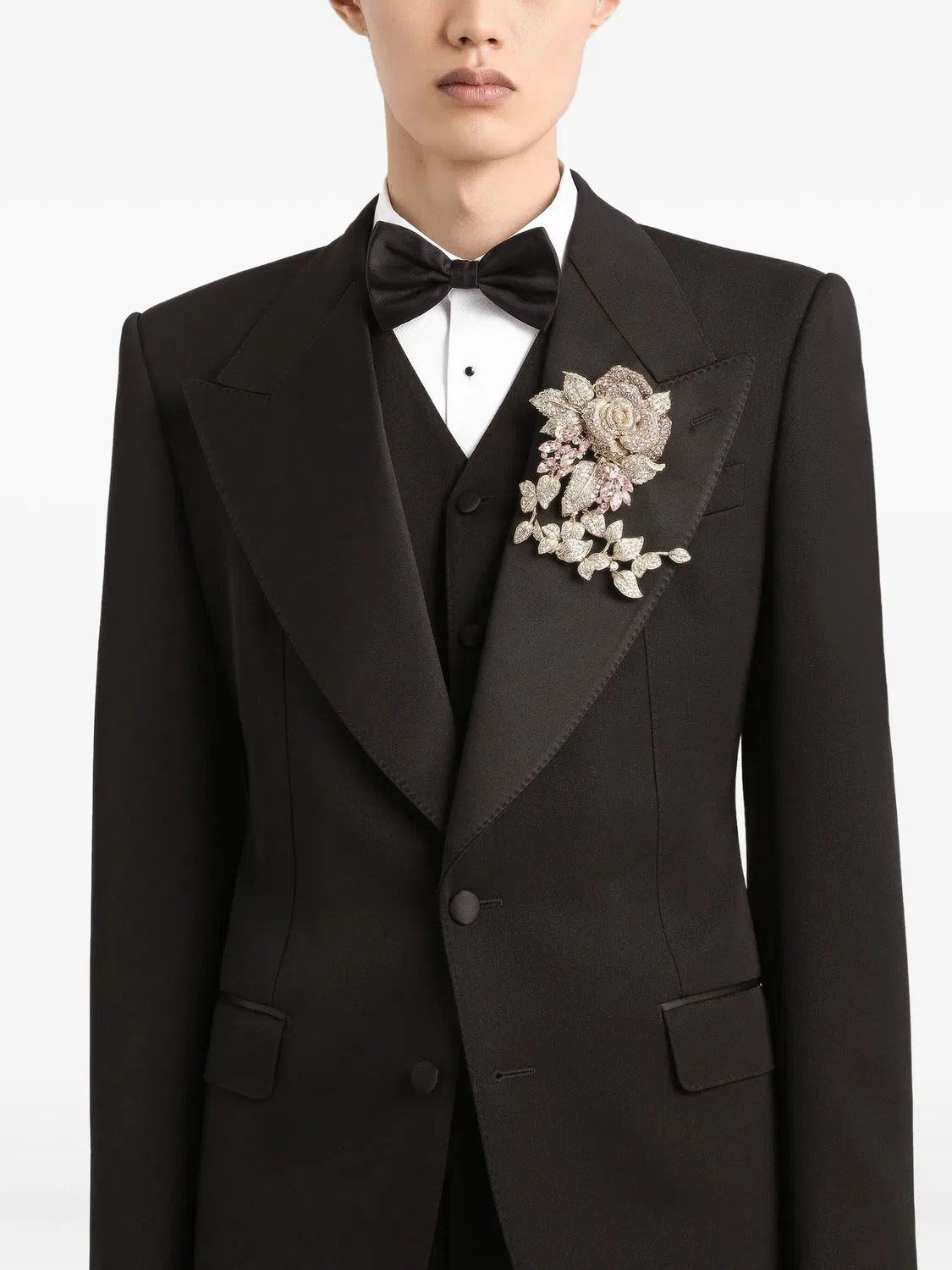 Пиджак с сатиновыми лацканами Dolce & Gabbana, черный — фото 2