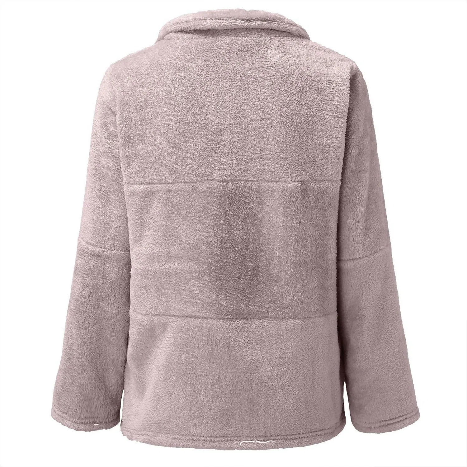 Женская куртка из флиса с капюшоном Women's Short Fur Jacket Wedding Faux Fleece Fur Jacket Oversized Y2K Long Sleeve Elegant Fluffy Thick Winter Warm Jacket, Z03Rosa — фото 4