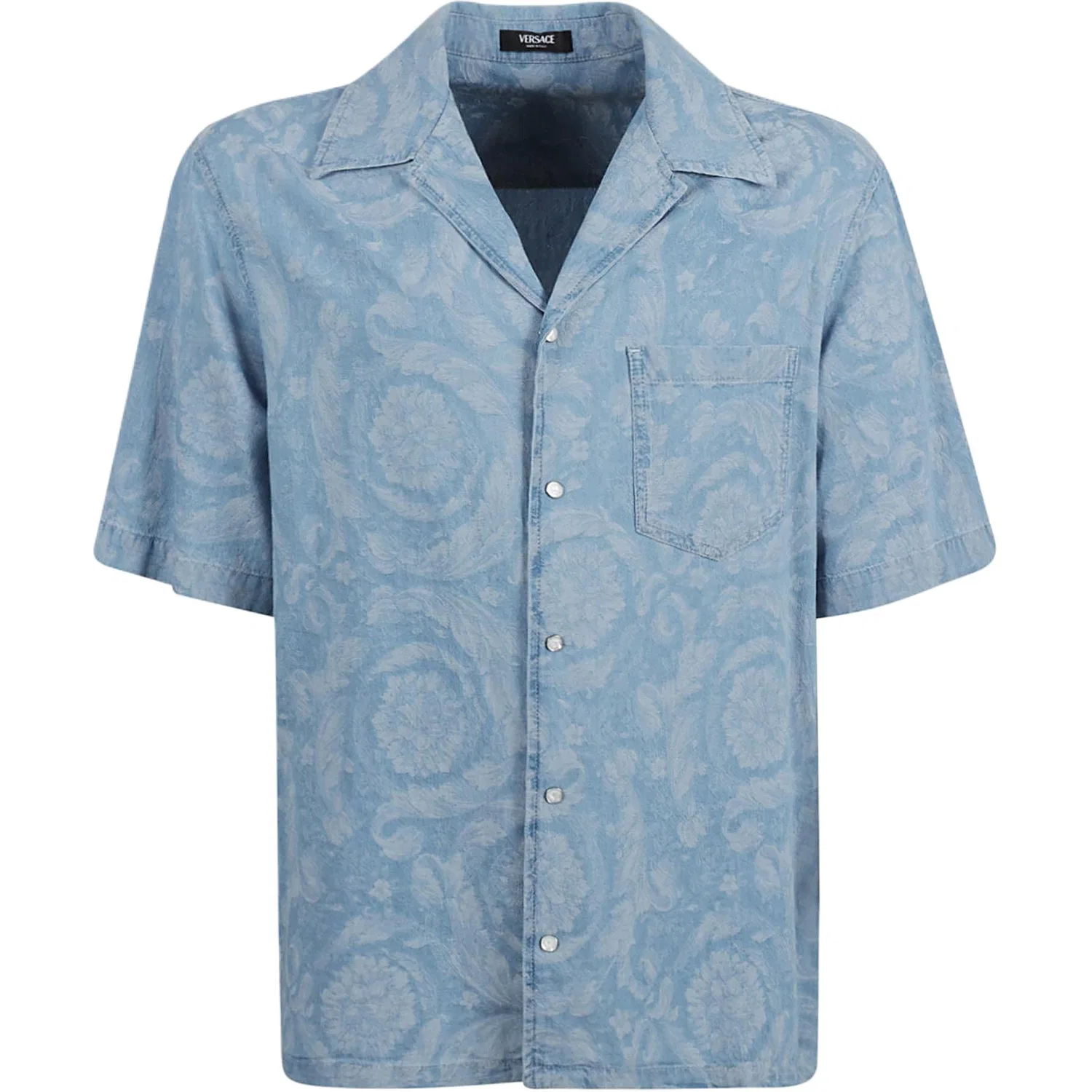 Мужская рубашка с коротким рукавом с принтом Barocco Sea VERSACE, Blue