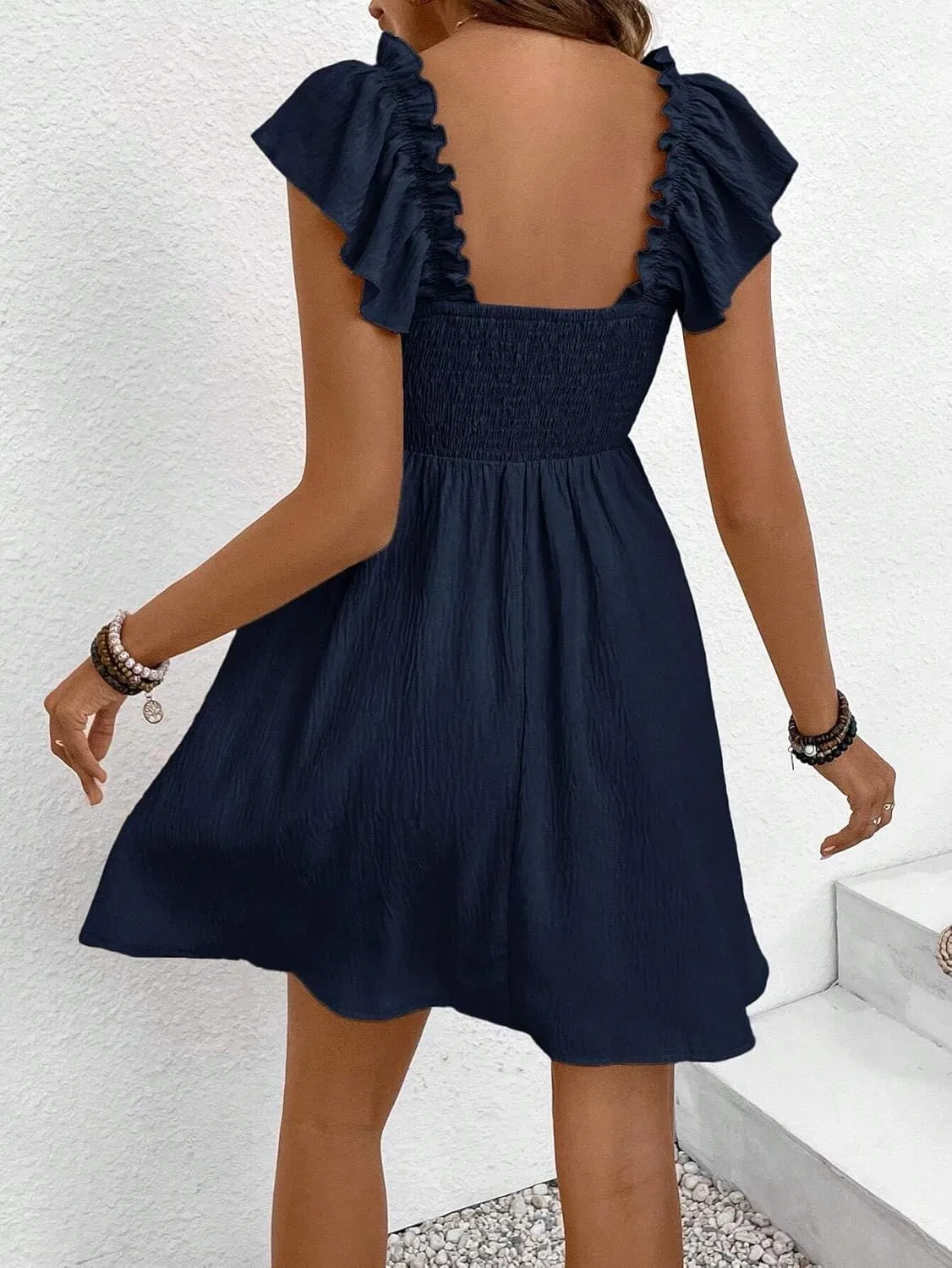 Женское богемное платье A-силуэта с рюшами Navy Blue — фото 3
