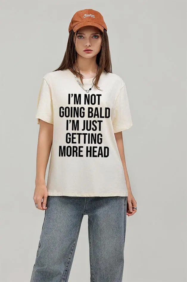 Футболка с принтом I'm Not Going Bald I'm Just Getting More Head, Khaki — фото 4