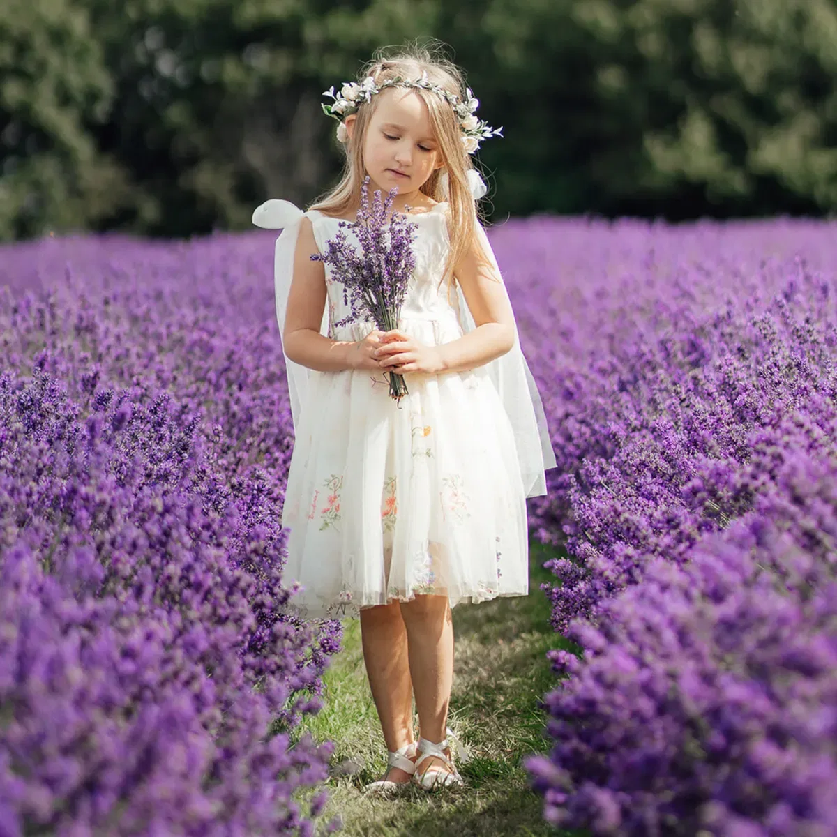 Детское платье с вышивкой Enchanted Angel Dress Uk Flower Girl Boutique, White — фото 2