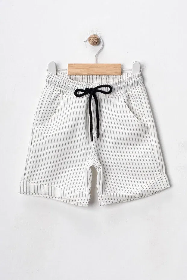 Детские шорты для мальчиков с принтом 2-предметный набор Basics Tinytrends, White — фото 3