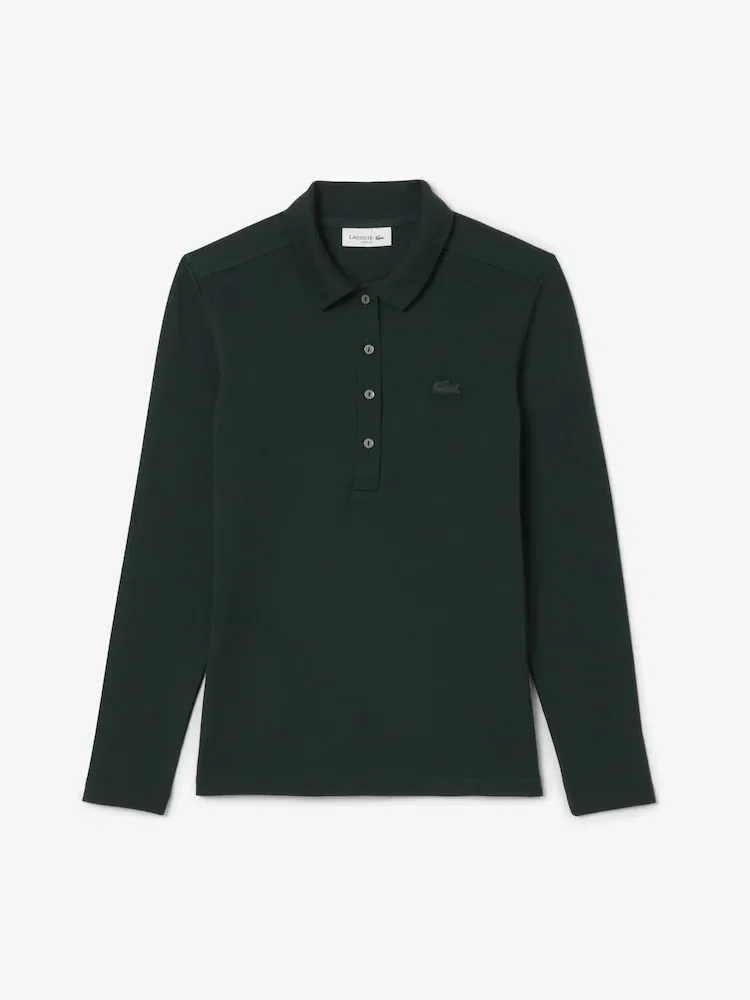 Рубашка поло LACOSTE YZP, Slim Fit, длинный рукав, белая — фото 4