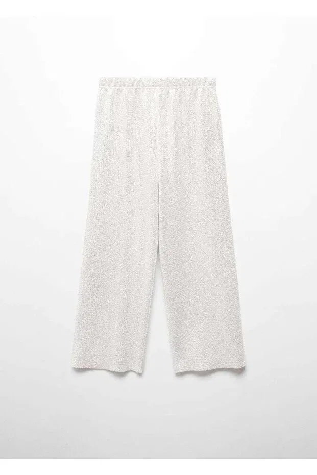 Детские брюки прямого кроя для девочек Metallic straight cut trousers Mango Kids, Silver Color — фото 2