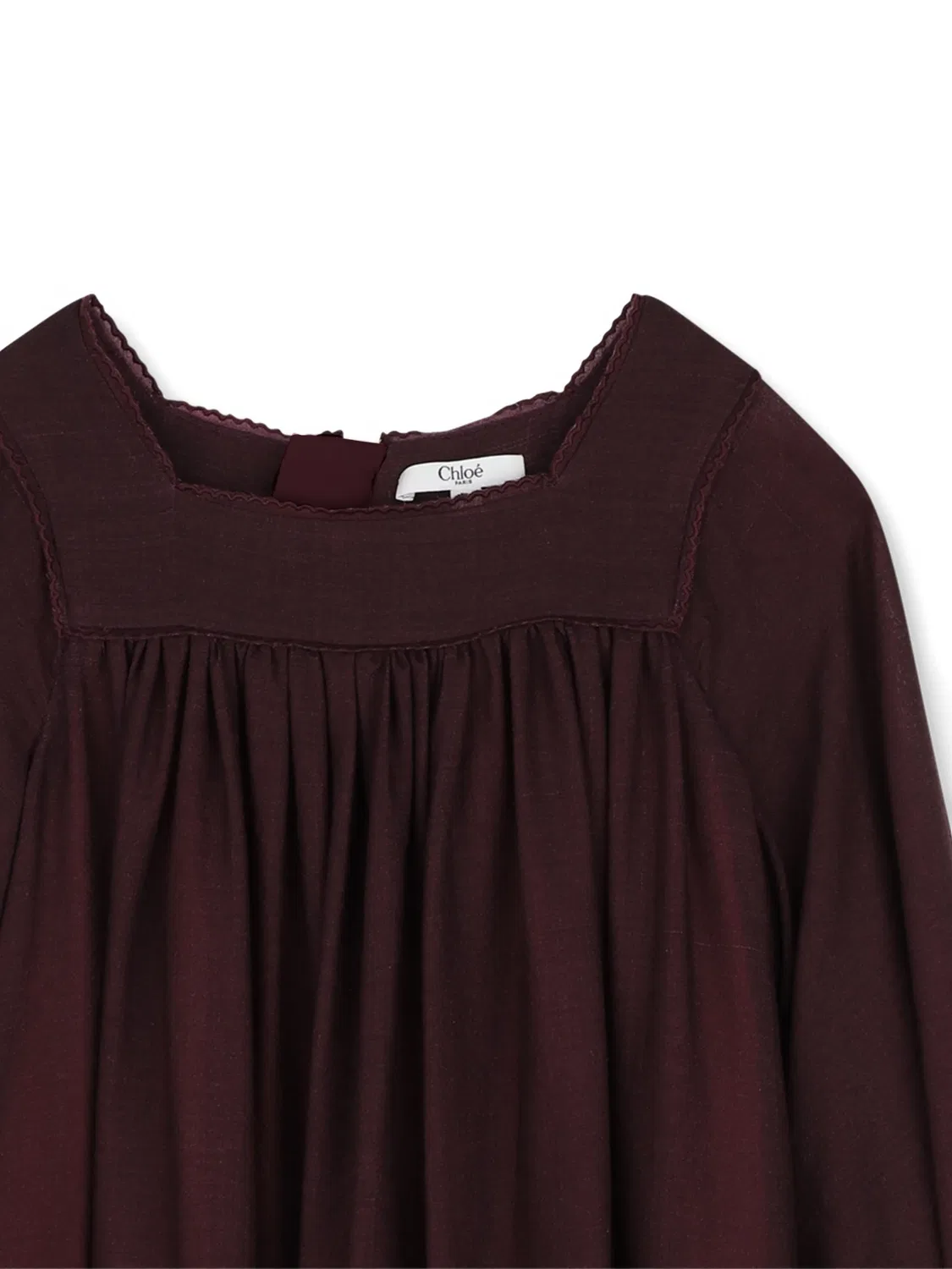 Шерстяное платье с цветочным принтом Chloé Kids, красный — фото 3