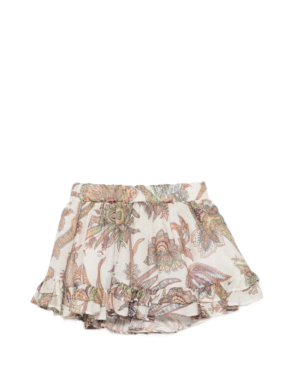 Юбка с оборками с принтом пейсли Etro Kids, бежевый