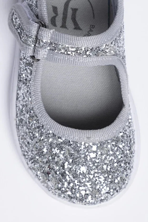 Детские балетки для девочек хлопковые Yoyo Junior, Silver — фото 3
