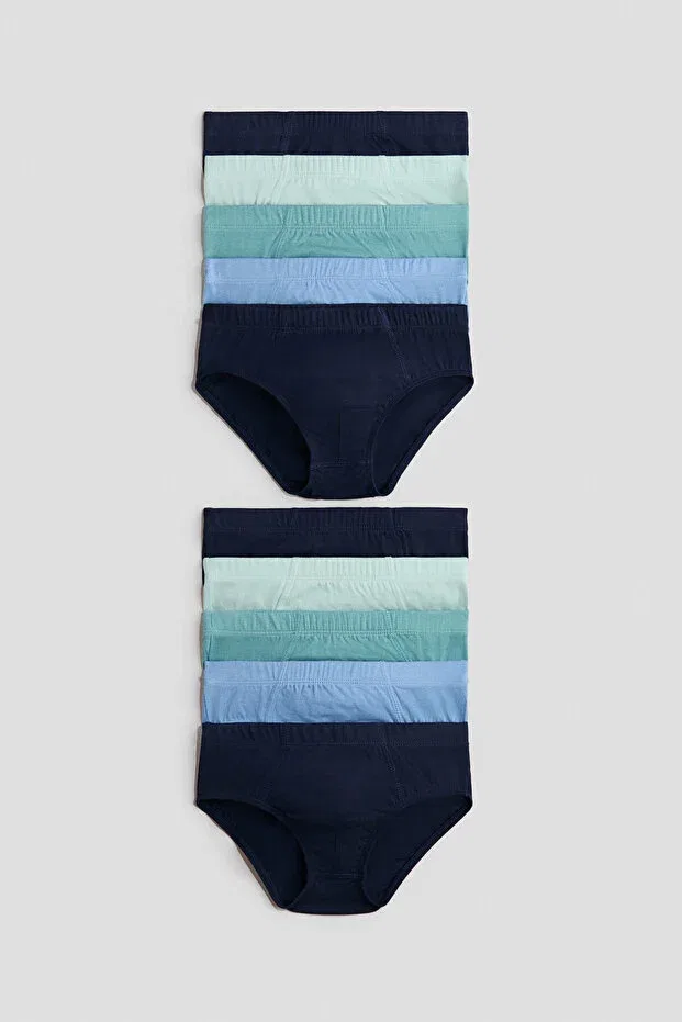 Детские трусы для мальчиков хлопковые комплект 10 шт H&M, Navy Blue Turquoise