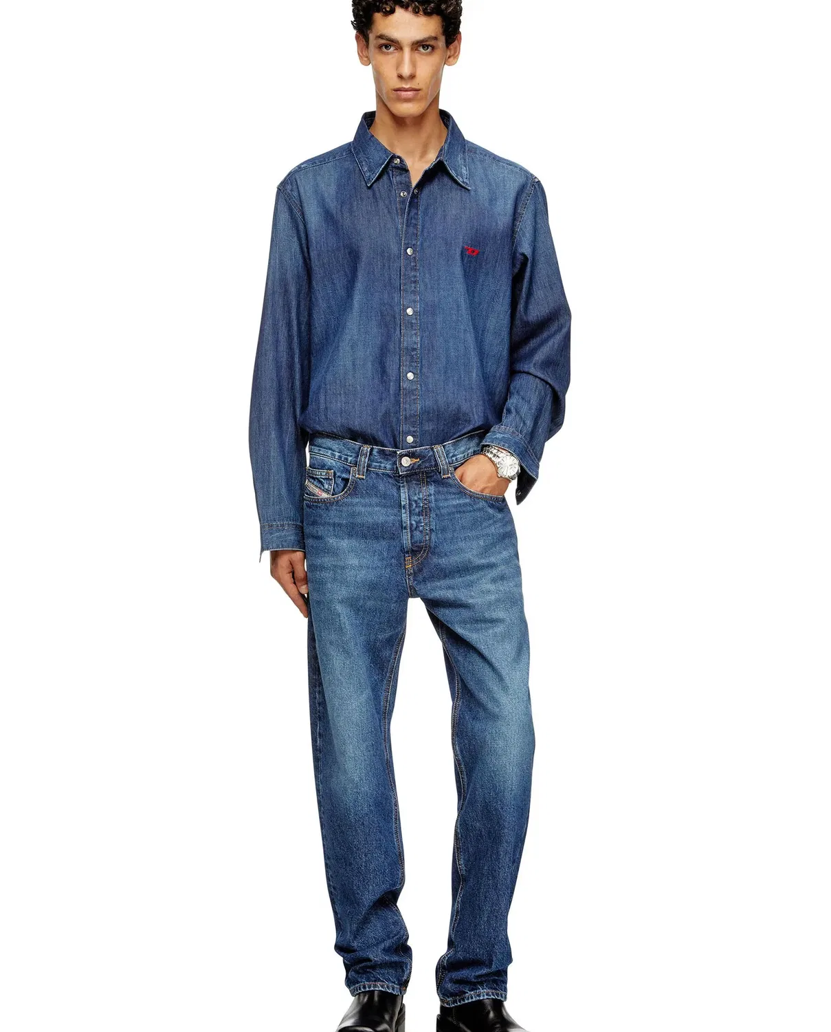 Мужская джинсовая рубашка с длинным рукавом Diesel, Denim — фото 3