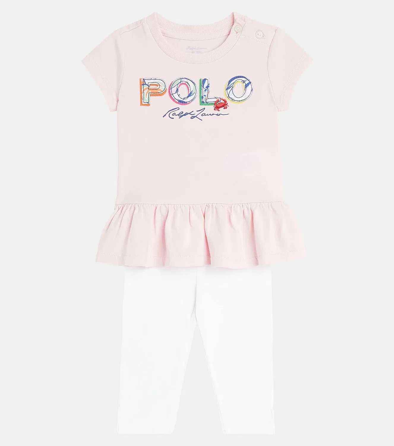 Комплект из футболки с логотипом и леггинсов Polo Ralph Lauren Kids, розовый — фото 2