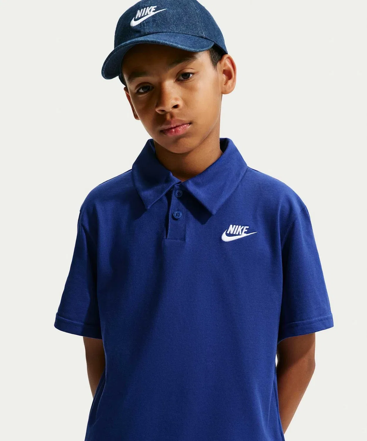 Детская футболка-поло с коротким рукавом хлопковая Nike Sportswear Club, Deep Royal Blue — фото 3