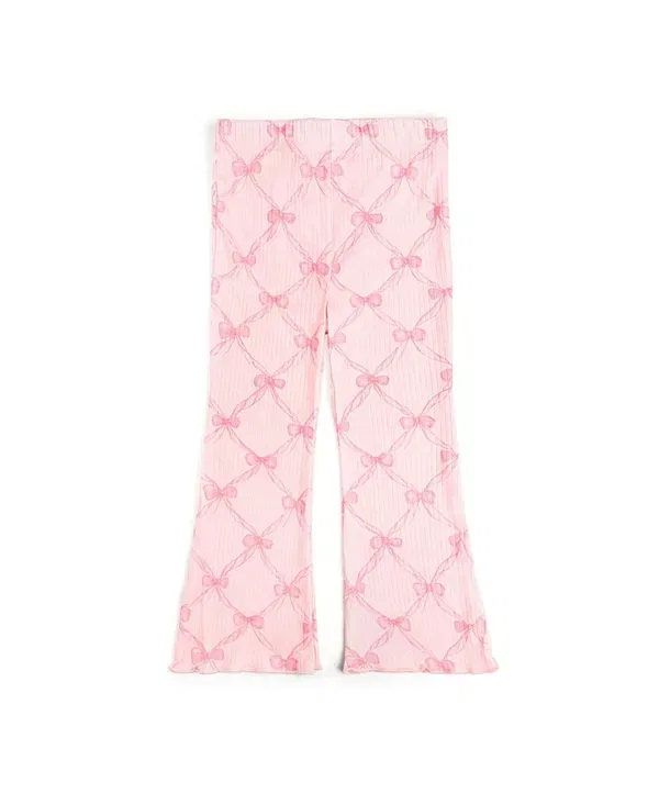 Детские леггинсы-клеш с принтом Bow Trellis Sweet Wink, Ballet Pink