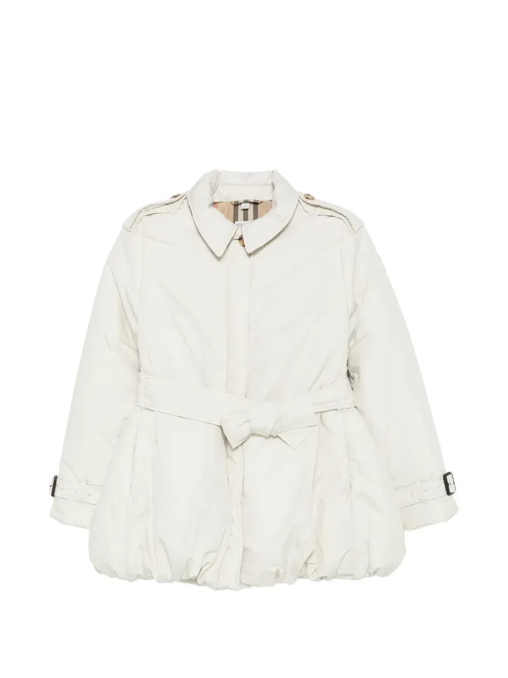 Пальто с запахом и расклешенным подолом Burberry Kids, бежевый