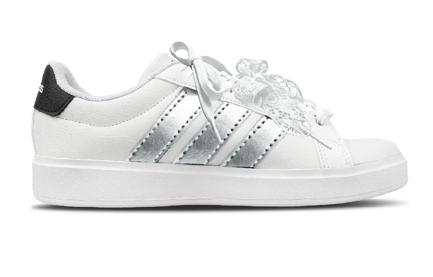 Детские кроссовки для мальчиков и девочек с принтом Adidas Street Talk, White Silver — фото 4