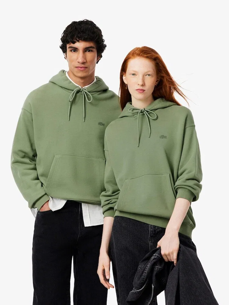 Свитер Lacoste свободного кроя с капюшоном, 100% хлопок, синий