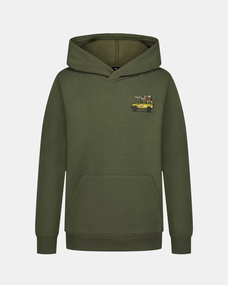 Худи из хлопкового флиса с капюшоном и кенгуру-карманом UA Alpine Explorer UnderArmour, Marine Od Green/Summit White