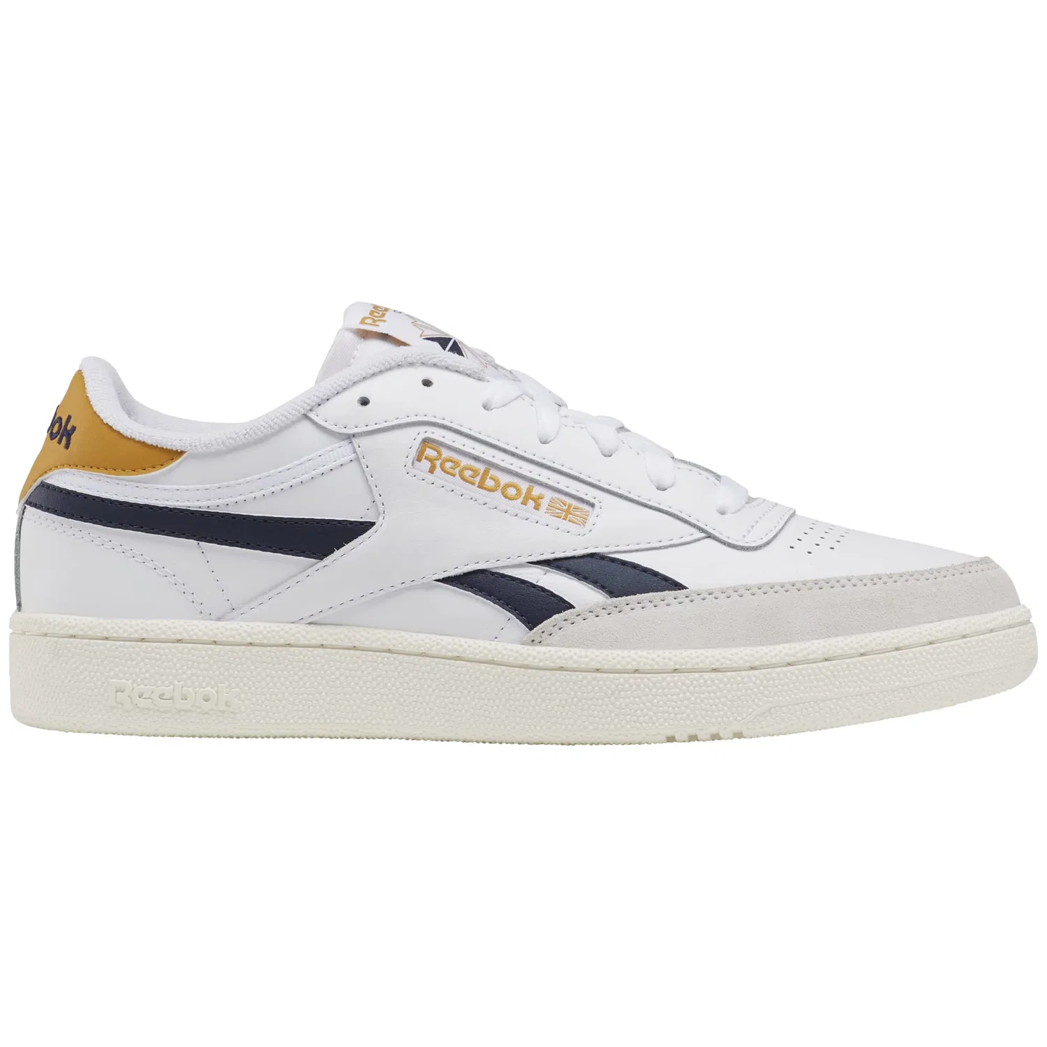 Детские кроссовки для мальчиков с текстурным верхом Club C Revenge Reebok, Gold Retro Navy Blue White Vector