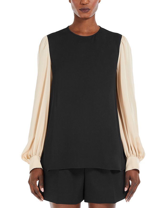 

Шелковый топ Cerea Color Blocked Max Mara, черный