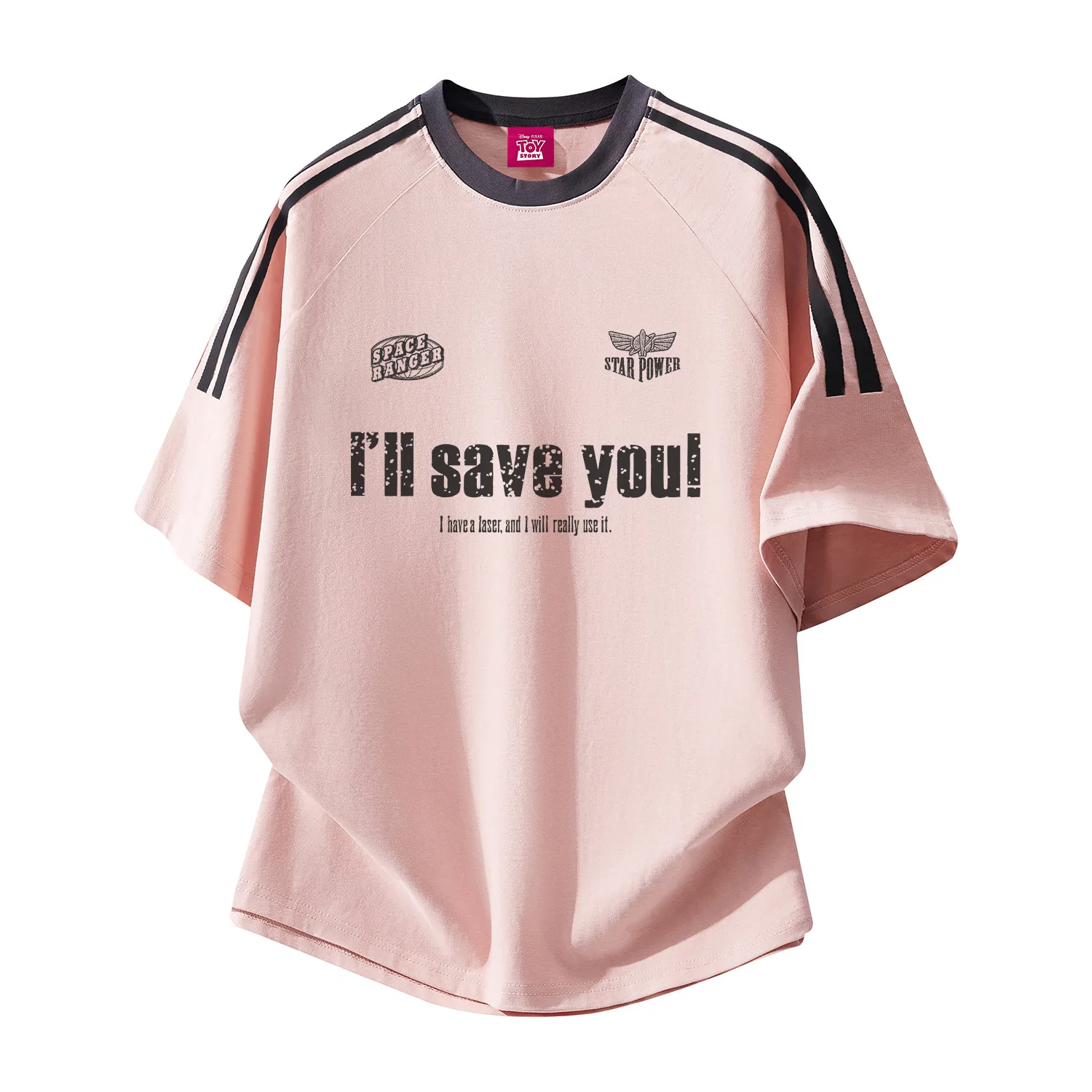Детская футболка хлопковая Disney Unisex Crew Neck Thin Straight Fit, Pink