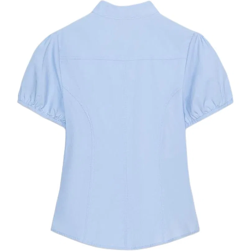Женская рубашка с длинным рукавом, светлая, Light Blue, ZARA, Light Blue — фото 3