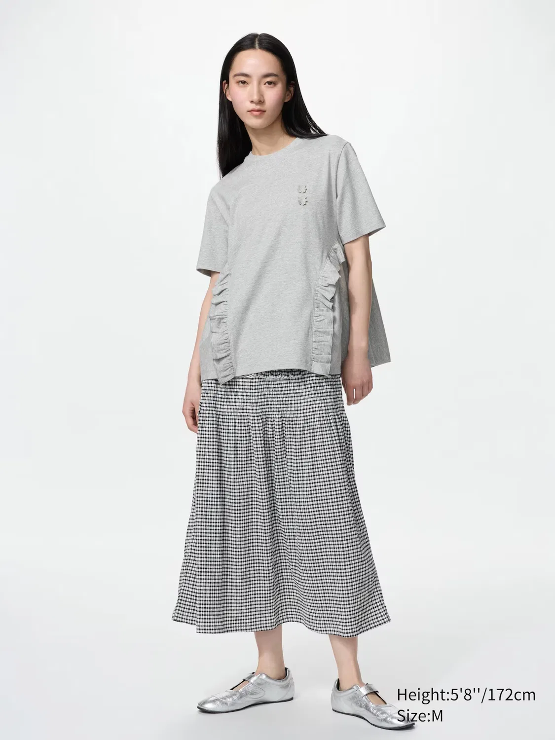 Футболка Uniqlo, с оборками, черный — фото 2