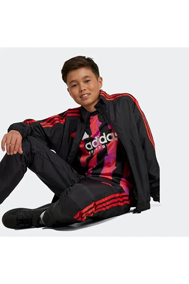 Детская толстовка для девочек с длинным рукавом Tiro Woven Track Kids Sweatshirt Adidas, Black — фото 3