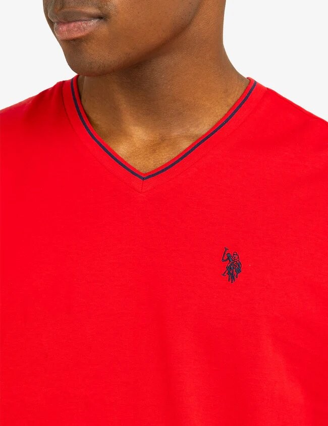Футболка U.S. Polo Assn Tipped V-Neck Jersey, красный — фото 3